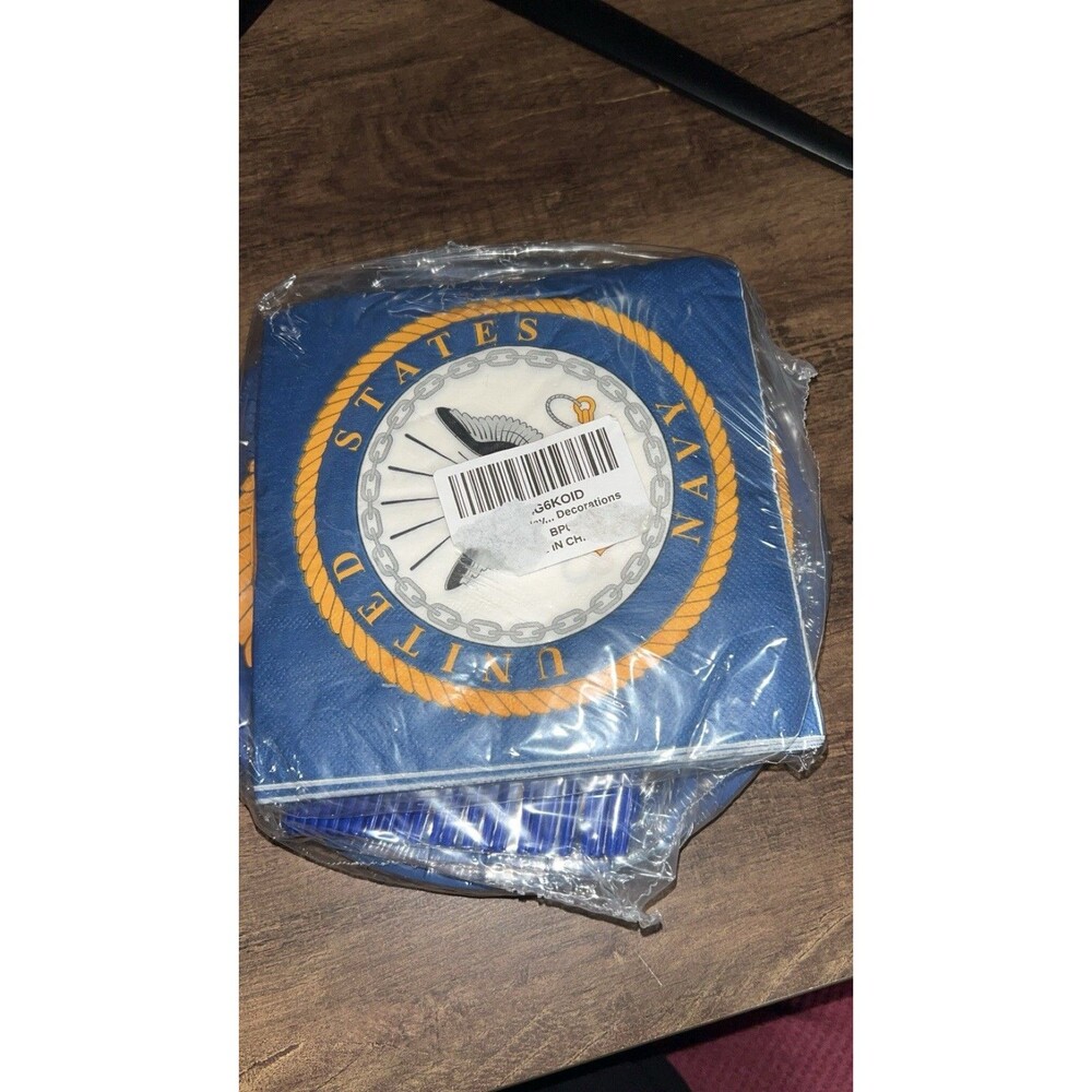 United States Navy Decorative Paper Party Napkins, Plates-Blue/Yellow/White